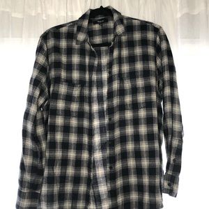 Madewell Navy & Tan Boyfriend / Oversized Flannel